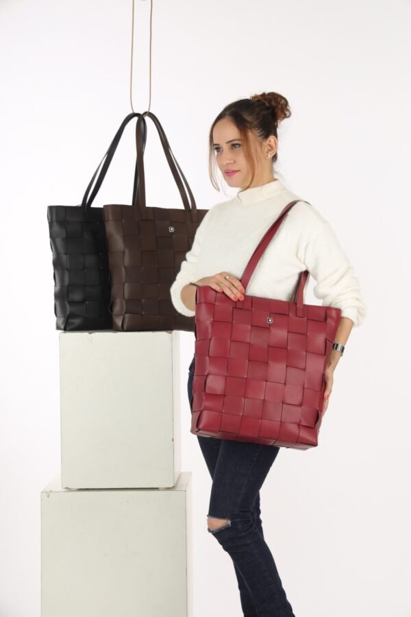 Woven Superfine Tote – Black - Image 3